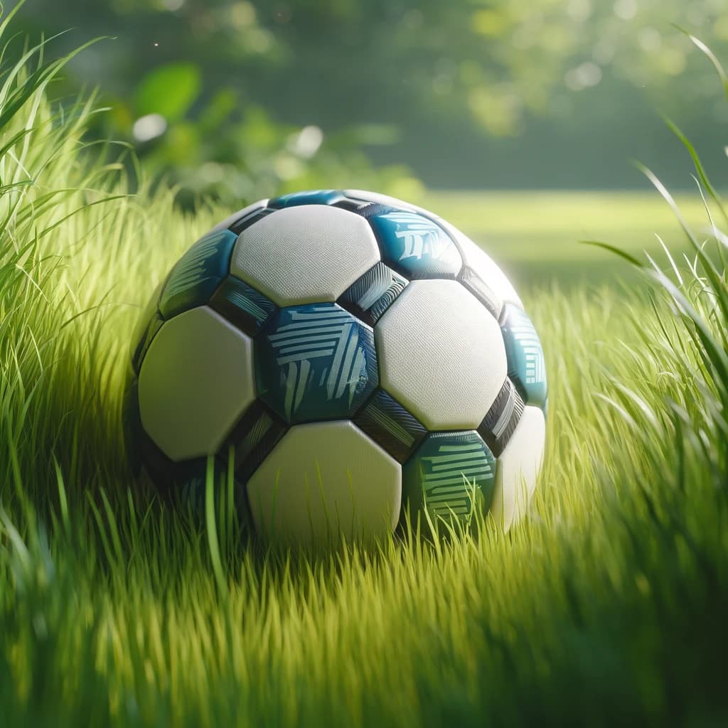 DALL·E 2024-04-04 18.34.46 - A photo-realistic image of a modern soccer ball resting in tall, lush green grass, capturing the essence of a tranquil moment on the field. The soccer.webp